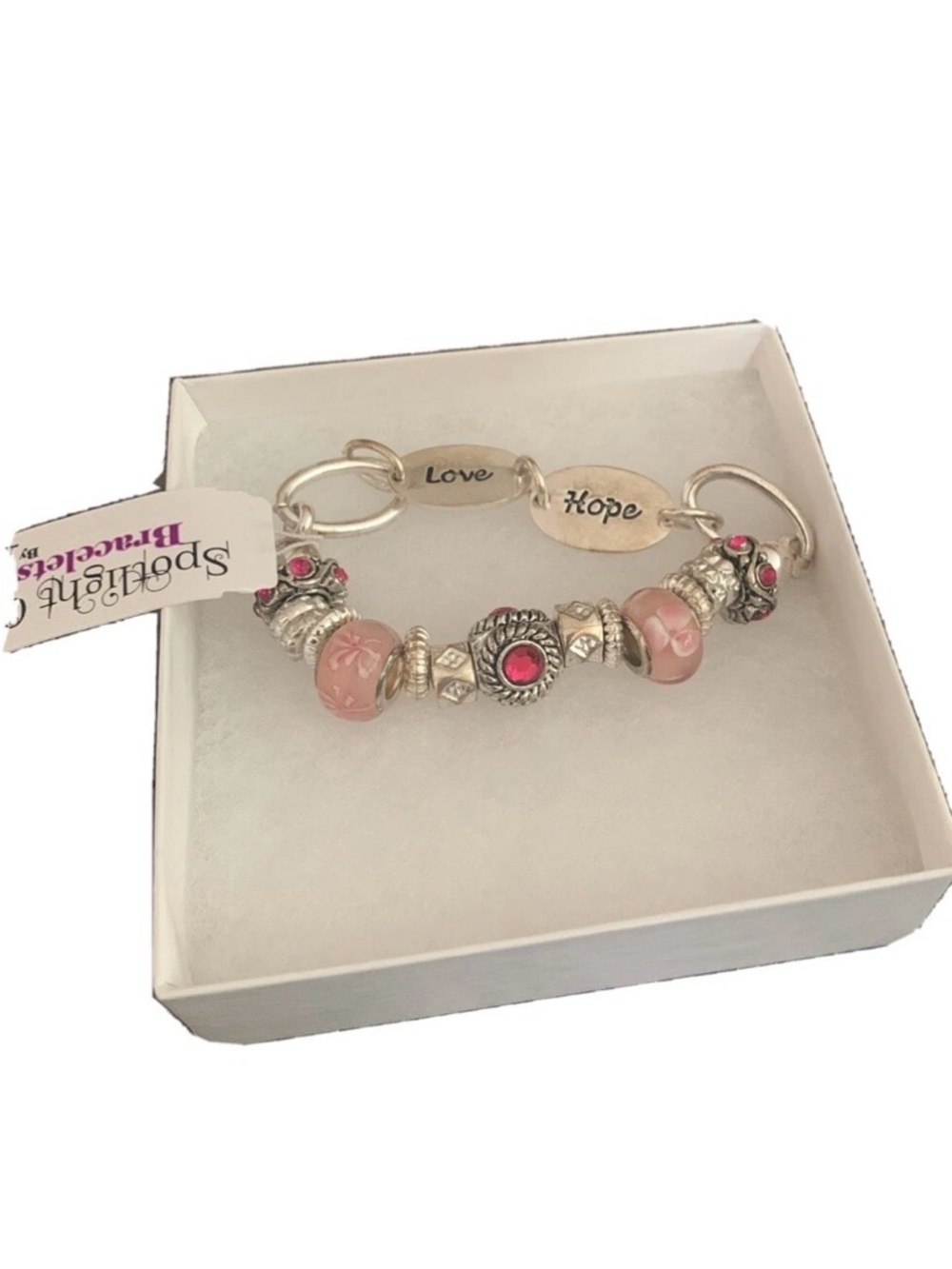 Love & Hope Pink Bead Charm Bracelet
